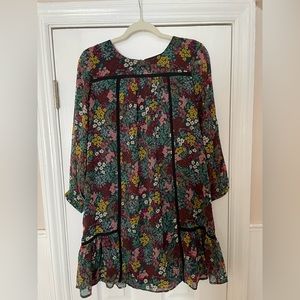 LOFT floral drop waist dress. Size Small
